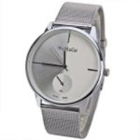 WoMaGe Quartz Watch with Strips Indicate Steel Watch Band for Men