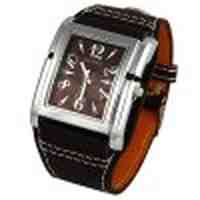 WoMaGe Quartz Watch with Numbers and Needle Strips Indicate Leather Watch Band for Unisex (Dark Brown)