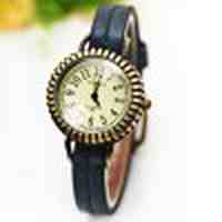 WoMaGe Quartz Watch 12 Numbers Hour Marks Leather Watch Band for Women   Blue