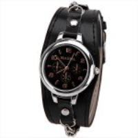 Cute Quartz Watch with Arabic Numbers Indicate Leather Watch Band for Women