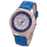 Diamonds Quartz Watch for Women with 12 Arabic Numbers Hour Marks and Snake Stripe Leather Watch Band