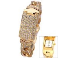 Quartz Watch with 4 Diamonds Indicate and 1 Steel Chain Watch Band for Women