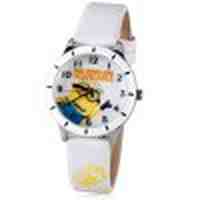 Cool Quartz Watch with Analog Indicate Minion Pattern Leather Watch Band for Women