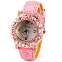 Luxury Quartz Watch with Diamonds Analog Indicate Leather Watch Band for Women