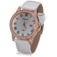 Luxury Quartz Watch with Analog Indicate Diamonds Leather Watch Band for Women