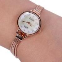 Stylish Quartz Watch with Analog Indicate Rhinestones Steel Watch Band for Women