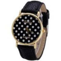 Geneva Delicate Quartz Watch with Analog Indicate Dots Leather Watch Band for Women