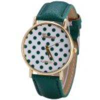 Geneva Delicate Quartz Watch with Analog Indicate Dots Leather Watch Band for Women