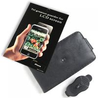 Black Leather Case + Screen Protector for Apple iPhone 4GB / 8GB