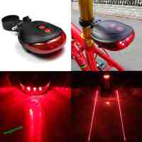 2 Laser+5 LED Lamp Rear Tail Safety Led Cycling Bicycle Safety Warning Red