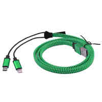 Zipper Splitter Data Sync USB Charging Cable for Android + iPhone 6 - Green