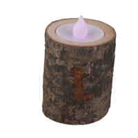 Rustic Wooden Tea Light Candle Holder with LED Candle