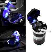 Blue LED Light Car Decorative Ashtray Black