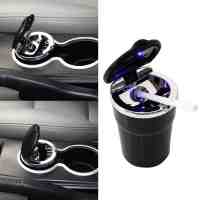 Frosted Car Decorative Ashtray with Blue LED Light Black