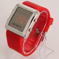 Stylish Silicone Digital Display LED Wrist Watch Red