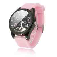 Distinctive Pointer Wrist Watch with Silicone Watchband Pink