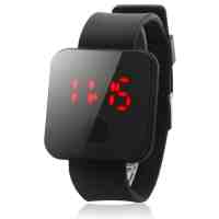 Square Style Waterproof LED Quartz Movement Wrist Watch Black