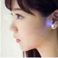 Fashion Stylish Imperial Crown Shape LED Stud Earrings Purple