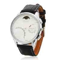 Mingbo Fashionable Fan Shaped 5-pointer Round Watch Dial Wrist Watch Black and White