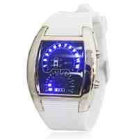 LED Instrument Panel Design Unisex Wrist Watch White