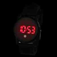 Casual Touch Round Dial LED Display Women Wrist Watch Black