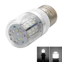 E27 5W 48 LED 3014SMD 6000-6500K White Dimmable Light LED Corn Bulb with Transparent Lampshade (100-120V)