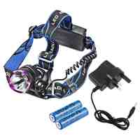 XML T6 LED 1-Bulb 2000LM 3 Modes LED Headlamp Set Purple and Black (UK AC Adapter)