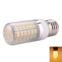 E27 12W 60x5730SMD LED 1200lm 2800-3200K Warm White Light LED Corn Bulb with Striped Lampshade (85-265V)