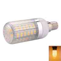 E14 12W 60x5730SMD LED 1200LM 2800-3200K Warm White Light LED Corn Bulb with Striped Lampshade (85-265V)