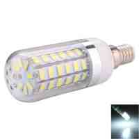 E14 10W 56 x 5730SMD LED 1000LM 6000-6500K White Light LED Corn Bulb with Silver-brimmed Lampshade (220-240V)