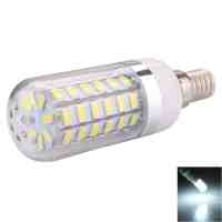 E14 10W 56 x 5730SMD LED 1000LM 6000-6500K White Light LED Corn Bulb with Silver-brimmed Lampshade (110-130V)