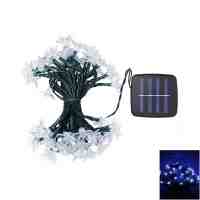 High Quality 50 LED Sakura Style Waterproof Christmas Decoration White Light Solar Power LED String Light