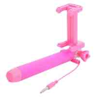 Icanany RK-Mini 3 Handheld Foldable Wired Extendable Monopod Tripod Self Timer for IOS Android Phone Pink