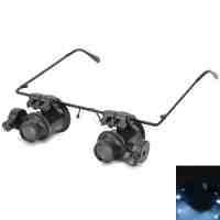 20X Glasses Type Magnifier with White LED Light Black