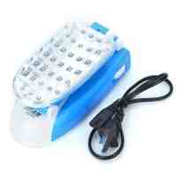 LED-636 Folding Rechargeable 31-LED 2-Mode Ultra Bright Table Lamp Blue and White