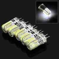 5pcs JR-LED G4 3W 48-LED 3014SMD 230lm 8000K Cool White Light Corn Lamps White and Transparent