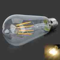 E27 8W LED Filament Bulb 750lm 3500K Warm White Light LED Bulb Silver (AC 85-265V)
