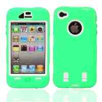 Protective Impact Housing Case with Case Protective Film for iPhone 4 Green and White