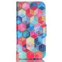 PU Leather Card Holder Case for iPhone 5s 5 - Colorful Polygon