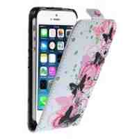 Vertical Leather Flip Case for iPhone 5 5s - Flying Butterflies