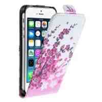 Vertical Leather Flip Case for iPhone 5 5s - Plum Blossom