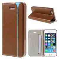 KINGXBAR PU Leather Cover Case for iPhone 5s 5 - Brown