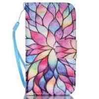 For iPhone 4s 4 PU Leather Wallet Case - Colorful Flower Petal