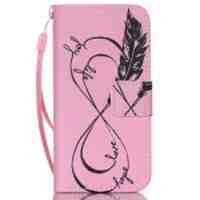 For iPhone 5c Stand Leather Phone Case - Quill Pen and Letters