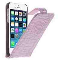 Crocodile Leather Vertical Shell Case for iPhone 5s 5 - Pink