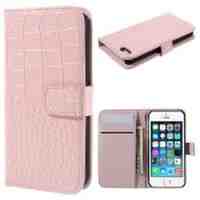 Crocodile Texture Wallet PU Leather Case for iPhone 5s 5 - Pink