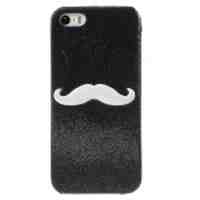 Mustache Leather Coated Hard Case for iPhone 5s 5 - Black