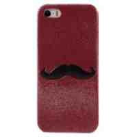 Mustache Leather Coated Hard Case for iPhone 5s 5 - Red