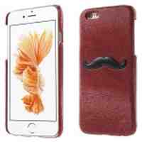 Red for iPhone 6s 6 Funny Mustache Leather Coated Hard Case