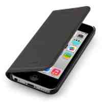 GGMM Suction Cups Flip Leather Cover Case for iPhone 5c - Black